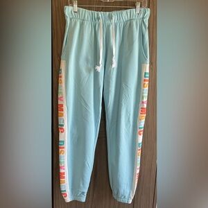 Disney Womens Elastic Waist Blue Sweat Pants With Pockets Size M